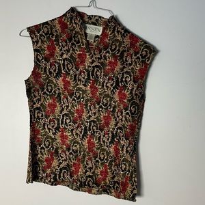 EUC Womens Casual Corner Annex Petite Small S Brown Red Tan Stretchy Sleeveless